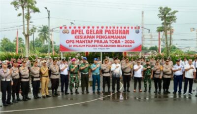 Polres Pelabuhan Belawan Gelar Apel Pasukan Operasi Mantap Praja Toba 2024 untuk Pengamanan Pilkada Serentak